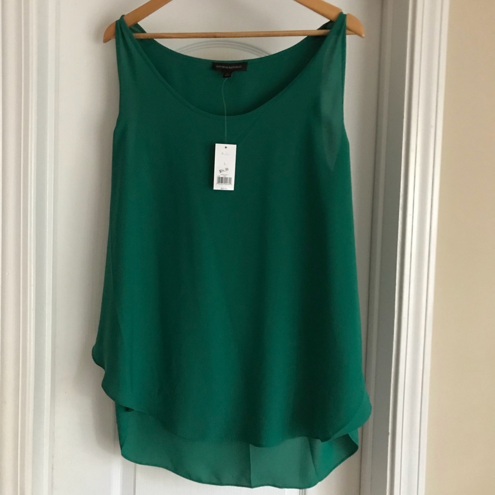 NWT Banana Republic green tank with back detail, L